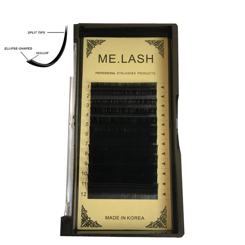 

Wholesale 50 Trays/lot Ellipse Shaped Split Tips Flat Eyelashes Individual Hollow Matte False Mink Soft Fake Mink Lashes