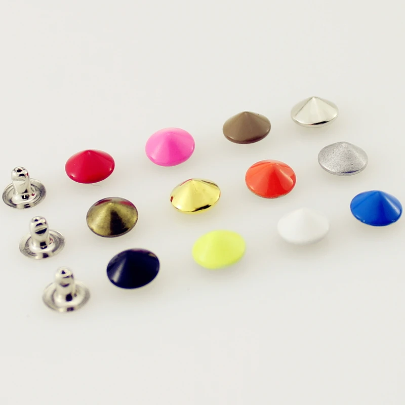 100sets 9mm Colorful Painted Cone Rivets For Leather Tire Studs And Spikes For Clothes DIY Shoes Bags Tachas Para Ropa