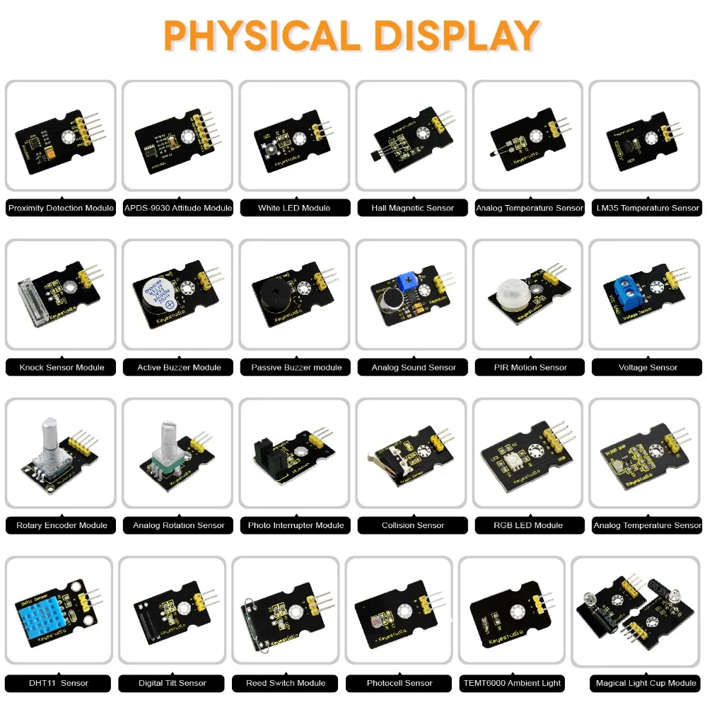 Imagem -05 - Keyestudio-sensor Starter Kit com Caixa de Presente para Projetos Arduino Faça Você Mesmo 48 em Sensores