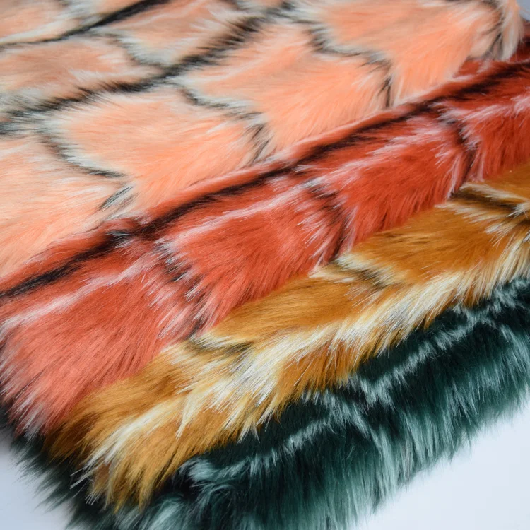 New large plaid plush fabric,thick fox fur,clothing fabric,felt cloth,160cm*45cm(harf yard)/pcs