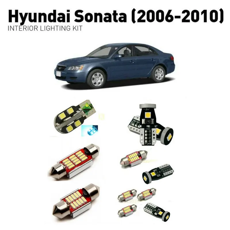 Led interior lights For Hyundai sonata 2006-2010  11pc Led Lights For Cars lighting kit automotive bulbs Canbus