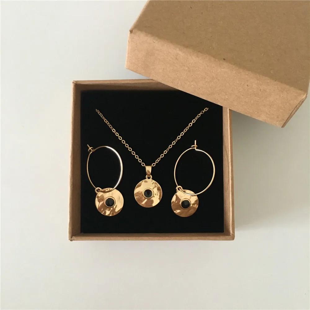 Trendy Gold Color Hoop Earrings in Hammered Disc Black Enamel Charm Tiny earrings for Women boucles d oreille femme 2019