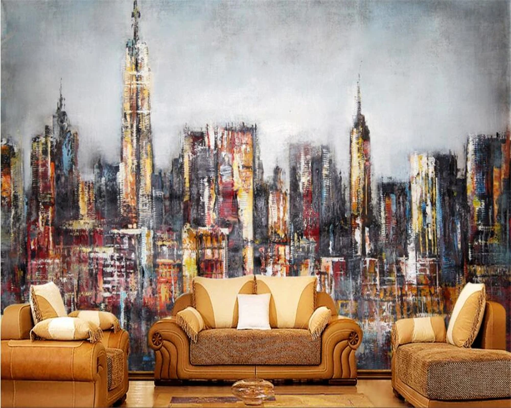 

beibehang wall paper home decor Custom 3D Wallpaper European style hand-painted city oil painting wall wallpaper for walls 3 d