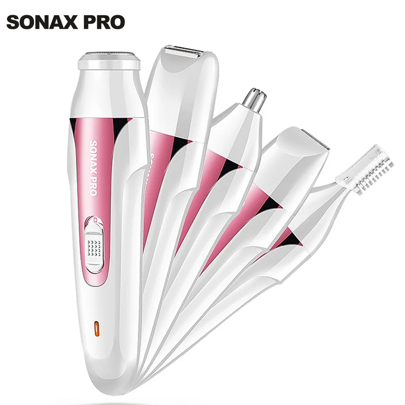 SONAX PRO 5 IN 1 Women Hair Removal Painless Electric Lady Shaver Body Hair Trimmer Rechargeable Waterproof Razor For Bikini