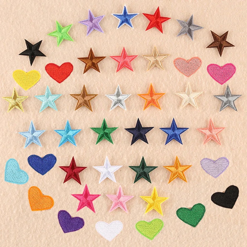 Multicolor Little Star Heart Patch for Clothing Iron on Embroidered Sew Applique Fabric Badge Garment DIY Apparel Accessories