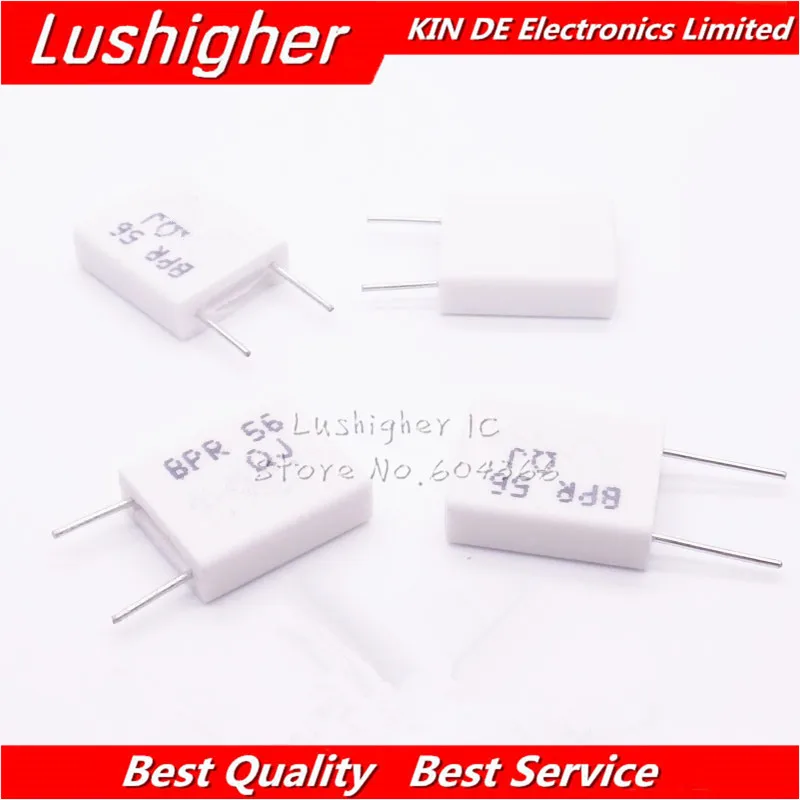 10pcs BPR56 5W 0.001 0.1 0.15 0.22 0.25 0.33 0.5 Ohm Non-inductive Ceramic Cement Resistor 0.1R 0.15R 0.22R 0.25R 0.33R 0.5R