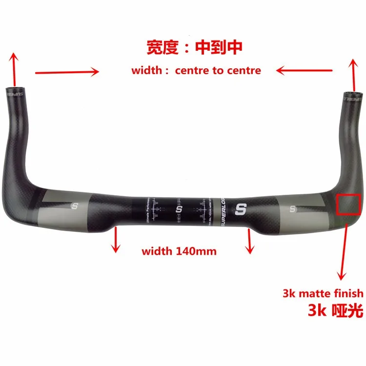 superlogic Full Carbon Fiber Bicycle Rest Put Handlebar Aero Carbon TT Handlebar Bike Handle Bars 3K Gray Matte