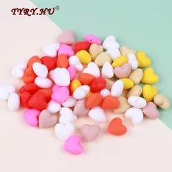 TYRY.HU 10Pc Silicone Heart Beads Loose BPA Free For Baby Silicone Teething Safe Toys For DIY Jewelry Making Necklace/Bracelet