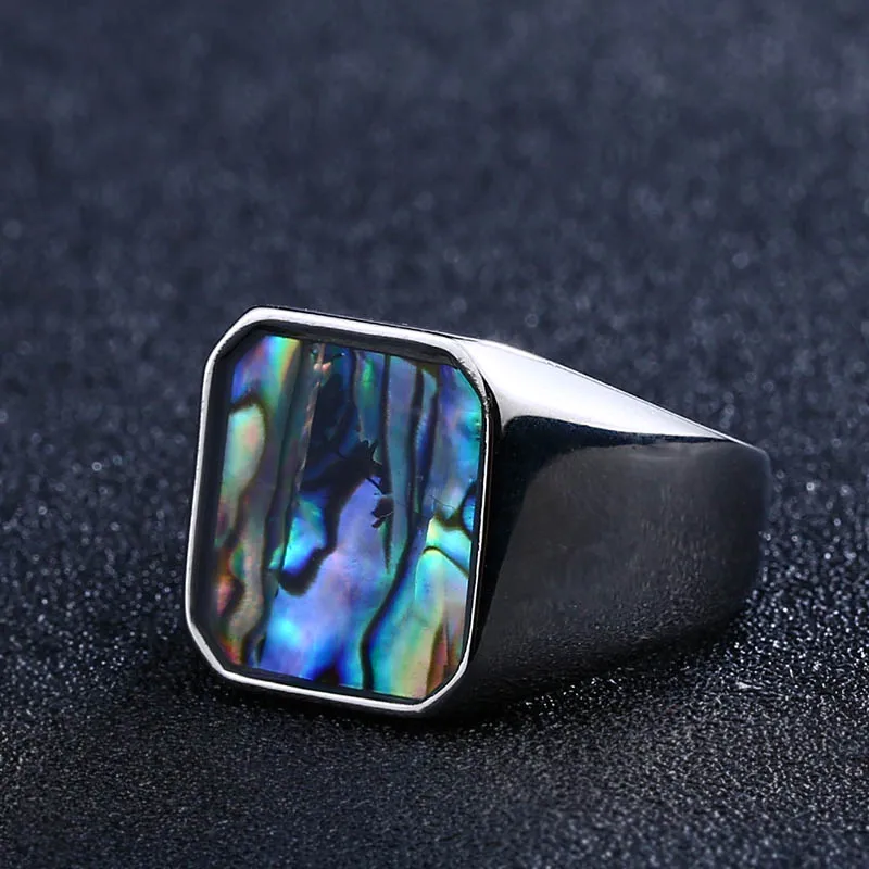 BEIER 316L Stainless Titanium Steel Colourful Shells Geometric Ring For Man Women High Polished Wedding band Love gift  BR8-591