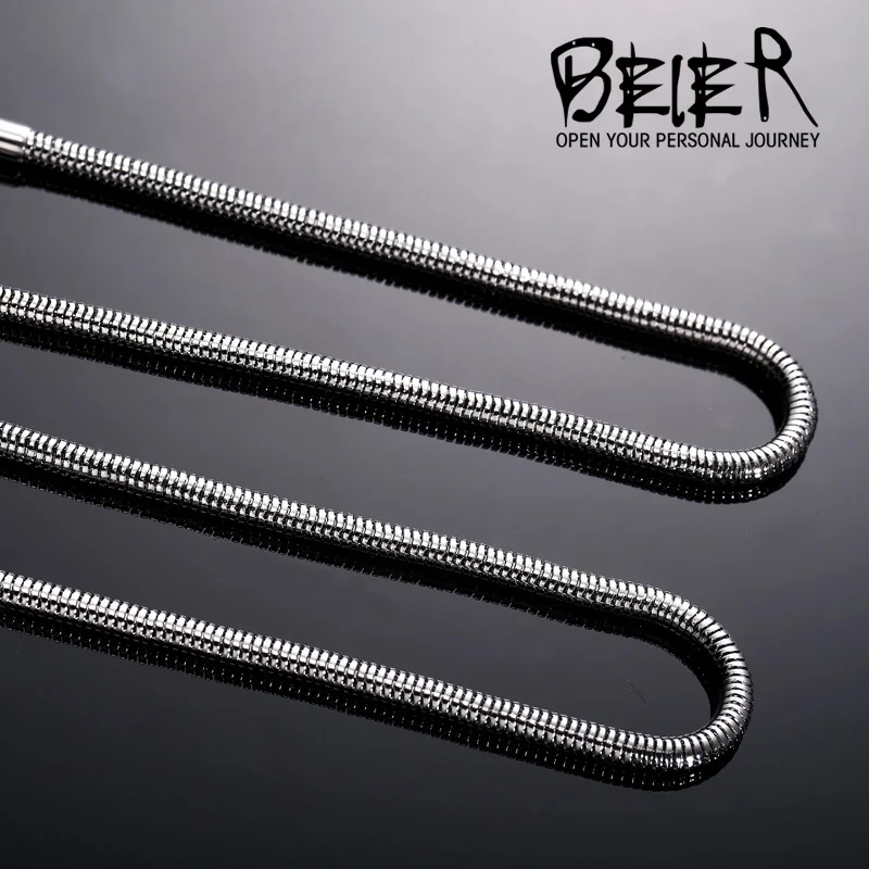 Beier stainless steel necklace 2.5mm/3mm/4.2mm trendy snake chain necklace boy man necklace chain Silver Color  BN1004