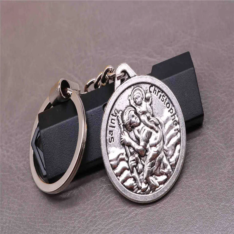 Neue klassische charme St. Christopher schlüssel kette, Jesus kreuz schlüssel auto keychain, handtasche, Weihnachten geschenk souvenir