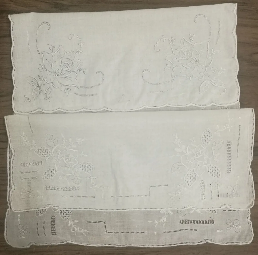 2 قطعة/الوحدة 2 أنماط مختلفة Handkerchiefs11.5x11.5 "الأبيض الكتان يدوية التطريز خمر الأزهار بالمناديل منديل للعروس هدايا