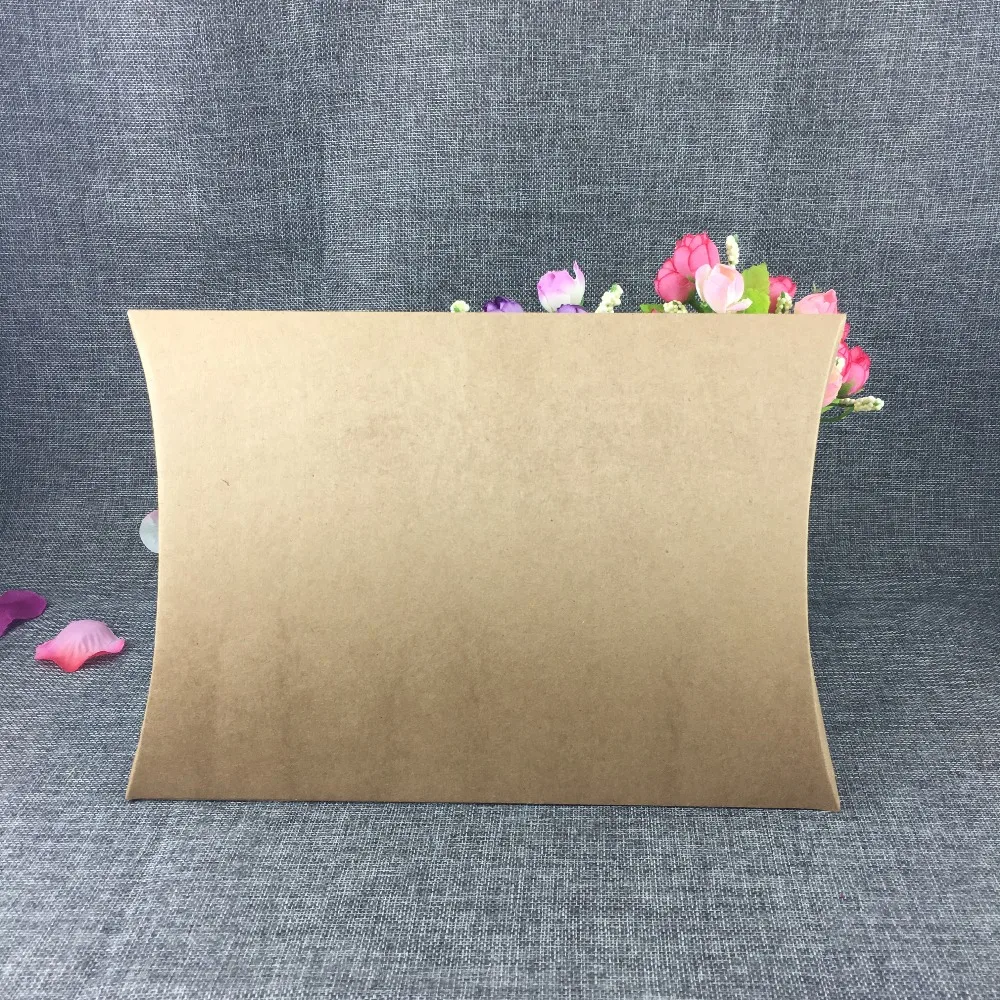 100PCS Bigger Kraft Pillow Boxes Brown A4 Size Gift Box Blank Pillow Packaging Box Paper Storage Boxes Accept custom logo