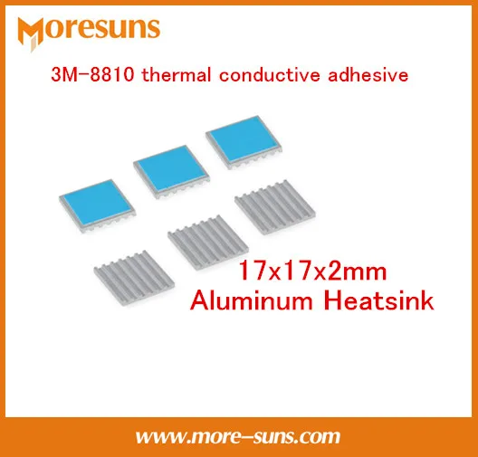 50pcs For 3M-8810 thermal conductive adhesive 17*17*2MM Super heat conduction ultra-thin 17x17x2mm aluminum heat sink