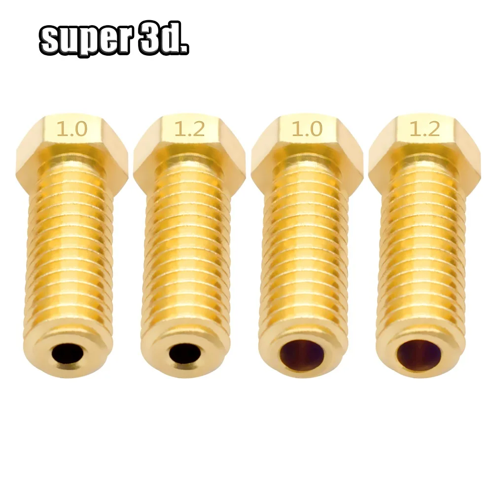 2pcs Volcano Nozzle metal brass 0.4/0.6/0.8/1.0/1.2mm for 3D printers 1.75 mm volcano hotend M6 Lengthen Extruder Nozzle parts