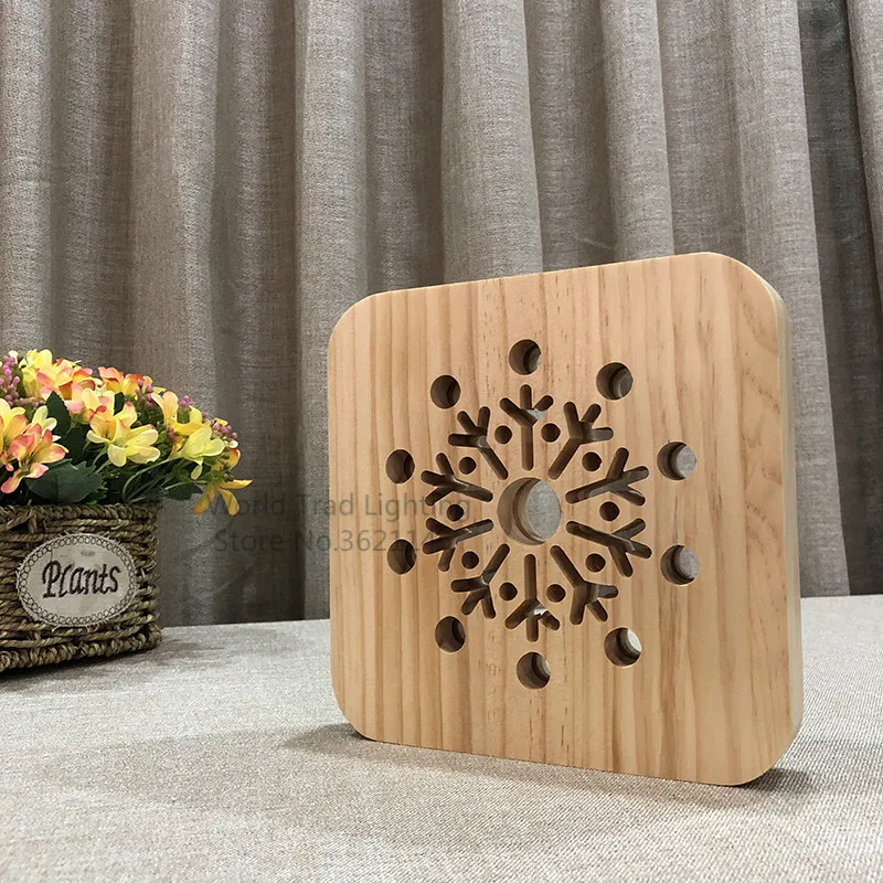 3D Wooden Lamp abstract art USB LED Table Light sun Warn White Switch Control Wood Carving Lamp for Children's Room Decoration