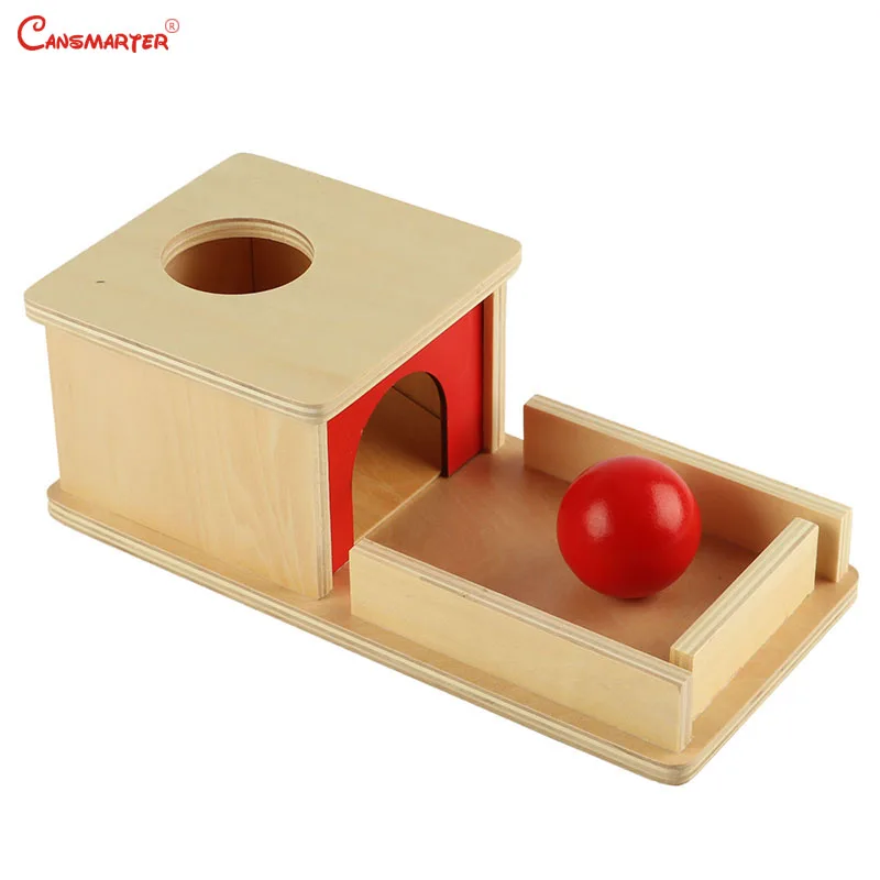 

montessori Object Permanence Box Materials Sensory Puzzle Games Math Toys Round Red Practice Preschool Wooden Toys for Children