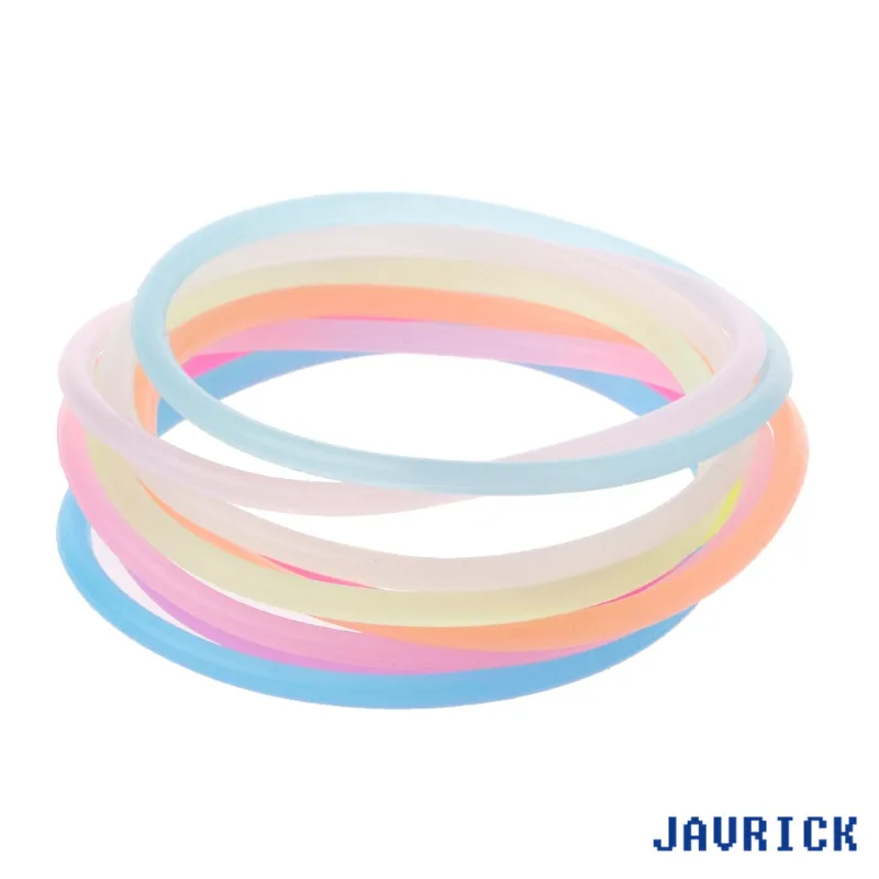 JAVRICK 10PCS Night Luminous Bracelets Wristband Gummy Silicone DIY Rubber Hairbands