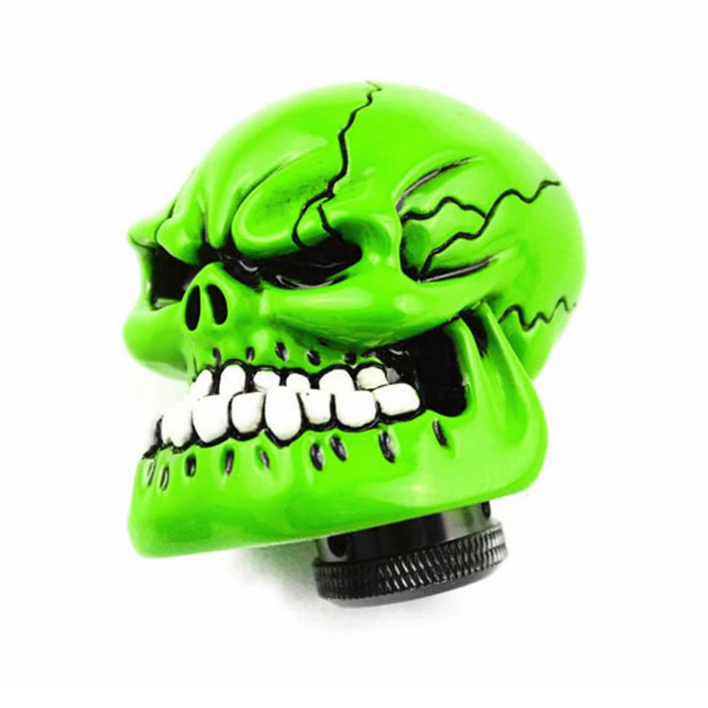 Universal Manual Gear stick Shift Shifter Lever Knob Wicked Carved Skull refit Decoration Green Gear Stick