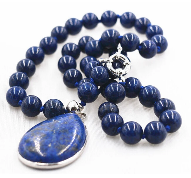 

Hot sell -New 8mm Natural Egyptian Lapis Lazuli 28x36mm pendant Necklace 18'' -Bridal jewelry free shipping