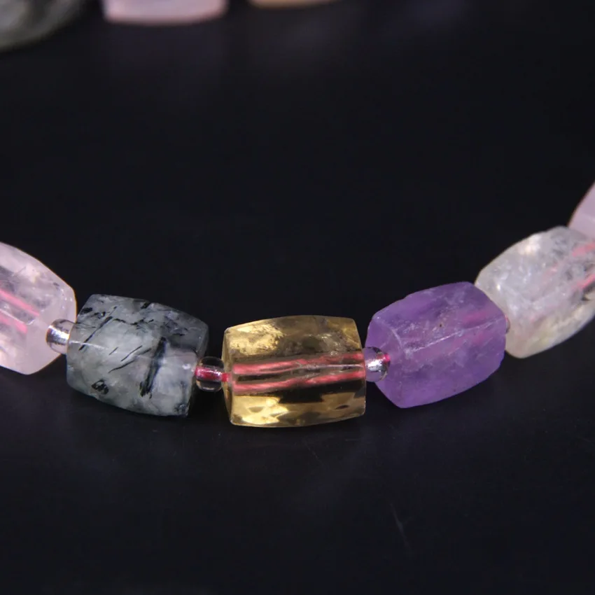 20 pcs/strand,Natural Multicolor Crystal Quartz Faceted Cube Nugget Pendant Beads,Cut Rough Stone Necklace Bracelet Jewel Making