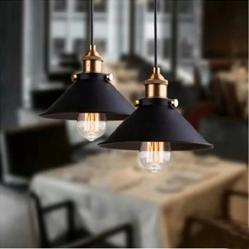 Nordic retro lights black vintage industrial pendant light iron lampshade loft edison lamp metal cage dining room Countryside 51