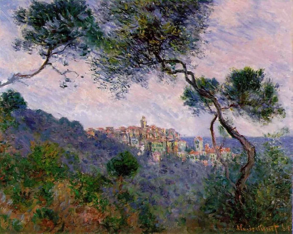 100% handmade landscape oil painting reproduction on linen canvas, landscape oil painting,bordighera-italy by Claude Monet