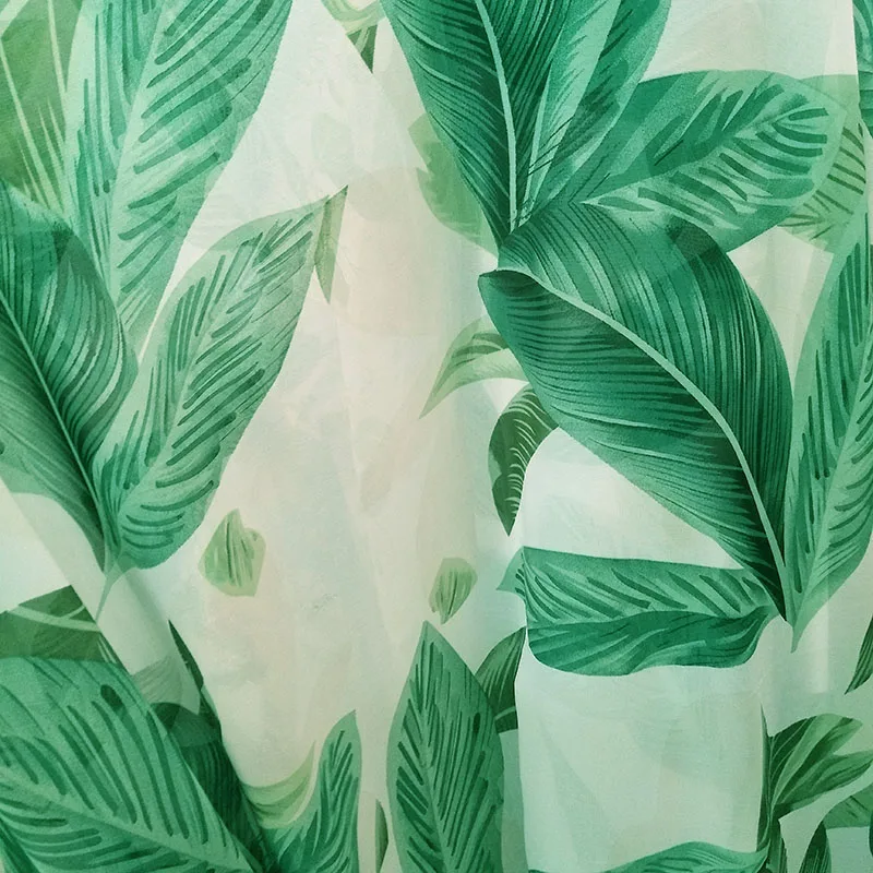 Good Chiffon Fabric 2 Colour Banana Leaf Print Immitate Silk Chiffon Curtain Fabric Sewing Material DIY Summer Dress Wide 150cm