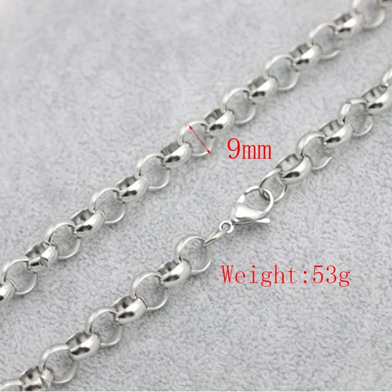 

5pcs New Pattern 316 Stainless Steel 24inch 9mm rolo necklace Chains for lockets Pendant Women Men