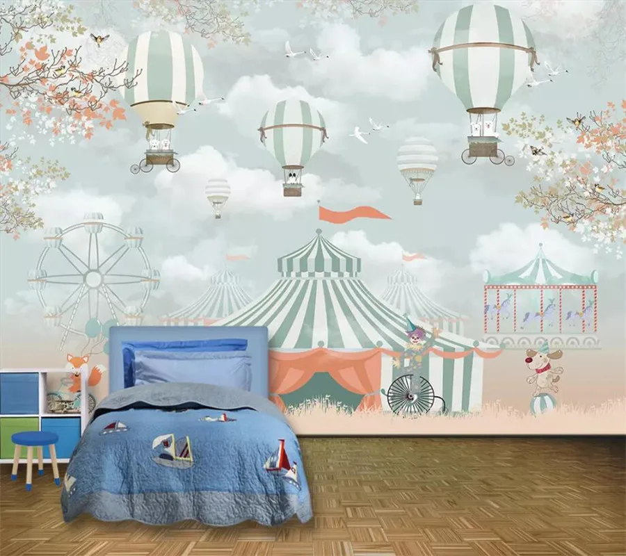 

beibehang Custom wallpaper 3d photo murals cartoon hot air balloon background wall painting children's room 3d wallpaper mural