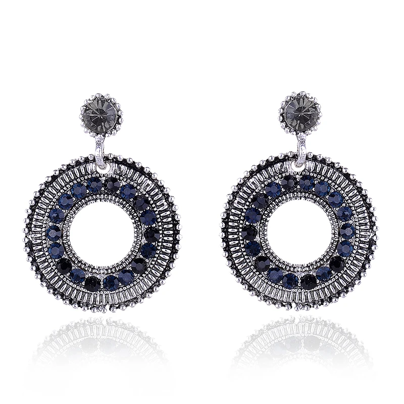 Exaggerated Big Circle Women Stud Earrings Multi-layer Rhinestone Decoration Piercing Earrings Women Trendy Wedding Jewelry