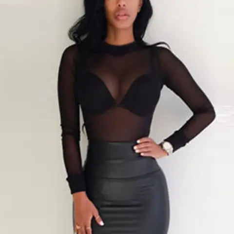 Women Sheer Mesh T Shirt AOWOFS