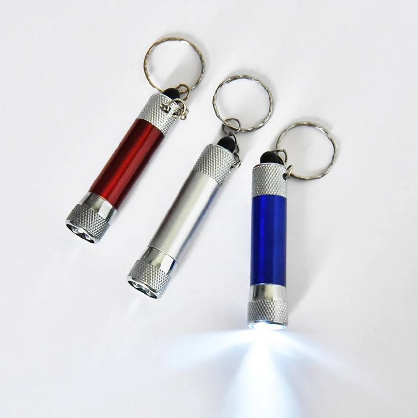 Senter Mini LED Lampu Keras dengan Baterai Gantungan Kunci Tidak Termasuk, Senter Darurat Portabel untuk Berkemah, Mendaki, Berburu