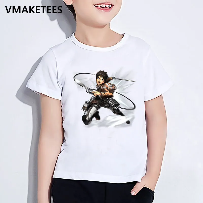 Kids Summer Short Sleeve Girls & Boys T shirt Children Japanese Anime Attack On Titan Print T-shirt Funny Baby Clothes,HKP483