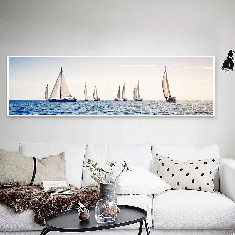 New 5D Scenery Diamond Painting Full Drill Smooth Sailing Living Room Bedside Round Drill Cross Stitch Simple Modern Painting