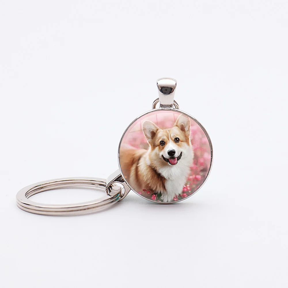 Fashion Cute Corgi Keychain Animal Charm Kawaii Corgi Silver Plated Keychains Keyrings Dog keyrings for a woman