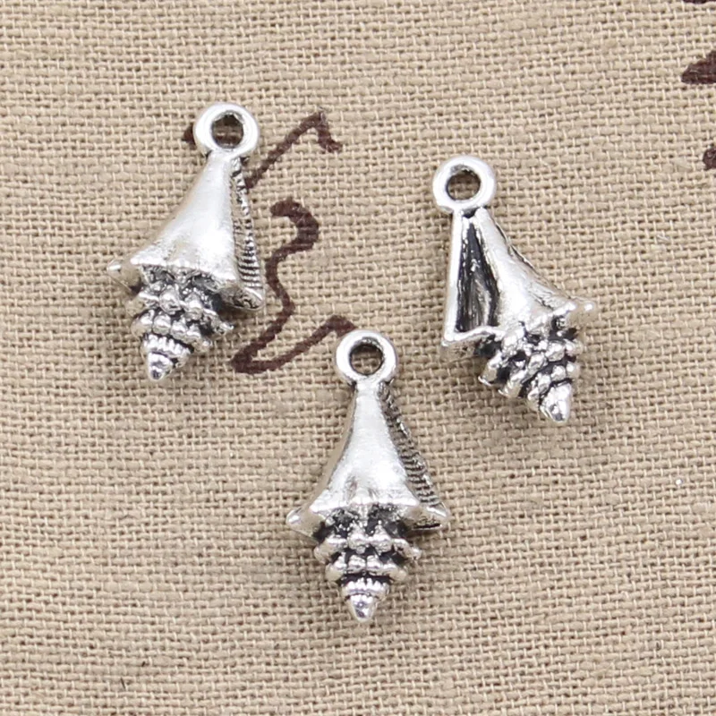 15pcs Charms Conch Shell 21x11x6mm Antique Silver Color Plated Pendants Making DIY Handmade Tibetan Silver Color Jewelry