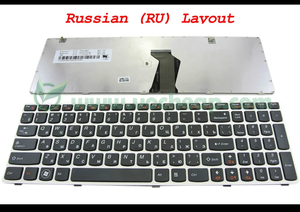 New Laptop Keyboard for Lenovo G580 G580A G585 G585A N580 N585 N586 Black key White frame Rusian RU Version - 25-202847