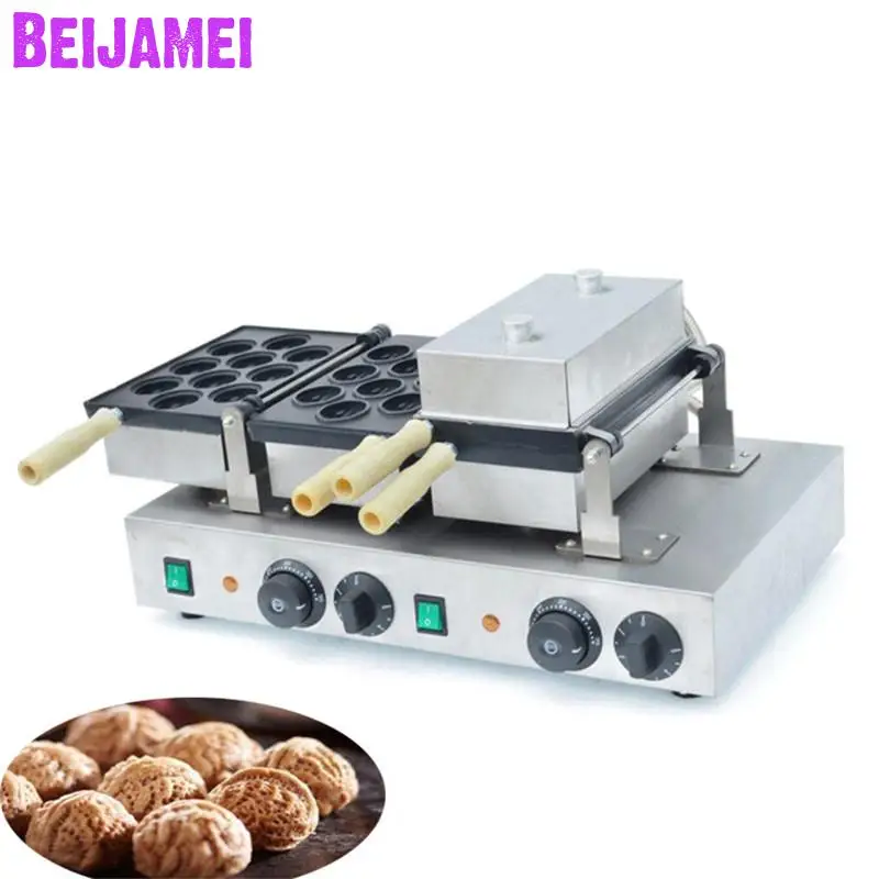 

BEIJAMEI Snake machines electric rotating walnut waffle machine price commercial walnut shape cake maker machine