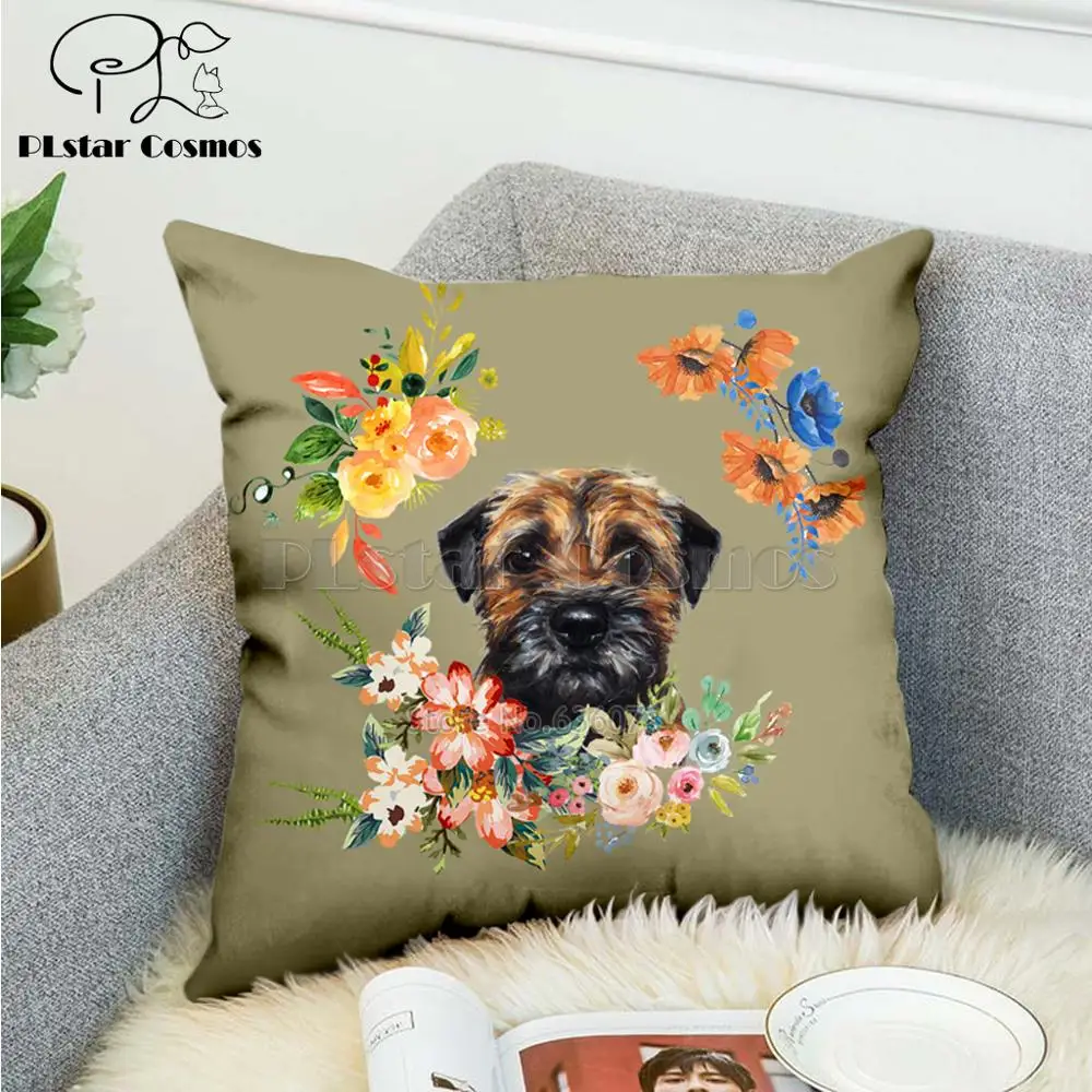 Pet dog flower puppy Nordic short plush Pillow Case Polyester Decorative Throw Pillow Cover Square style-10