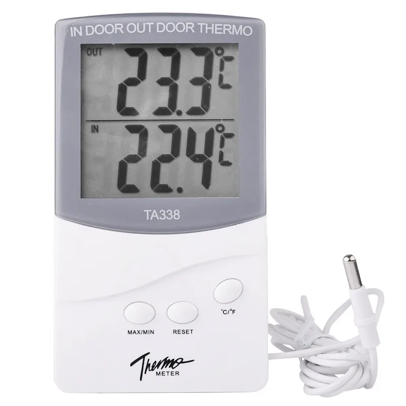 Room Electronic LCD Max-Min Thermometer Digital Indoor Outdoor Thermo Temperature Meter with Probe Sensor Cable Weather Station