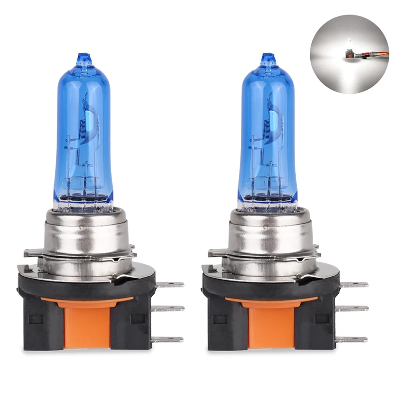 2pcs Car Auto H15 6000K Super White Halogen Bulbs 12V 15/55w High low beam Headlight Bulb Bulbs Lights Car Lighte sourcing