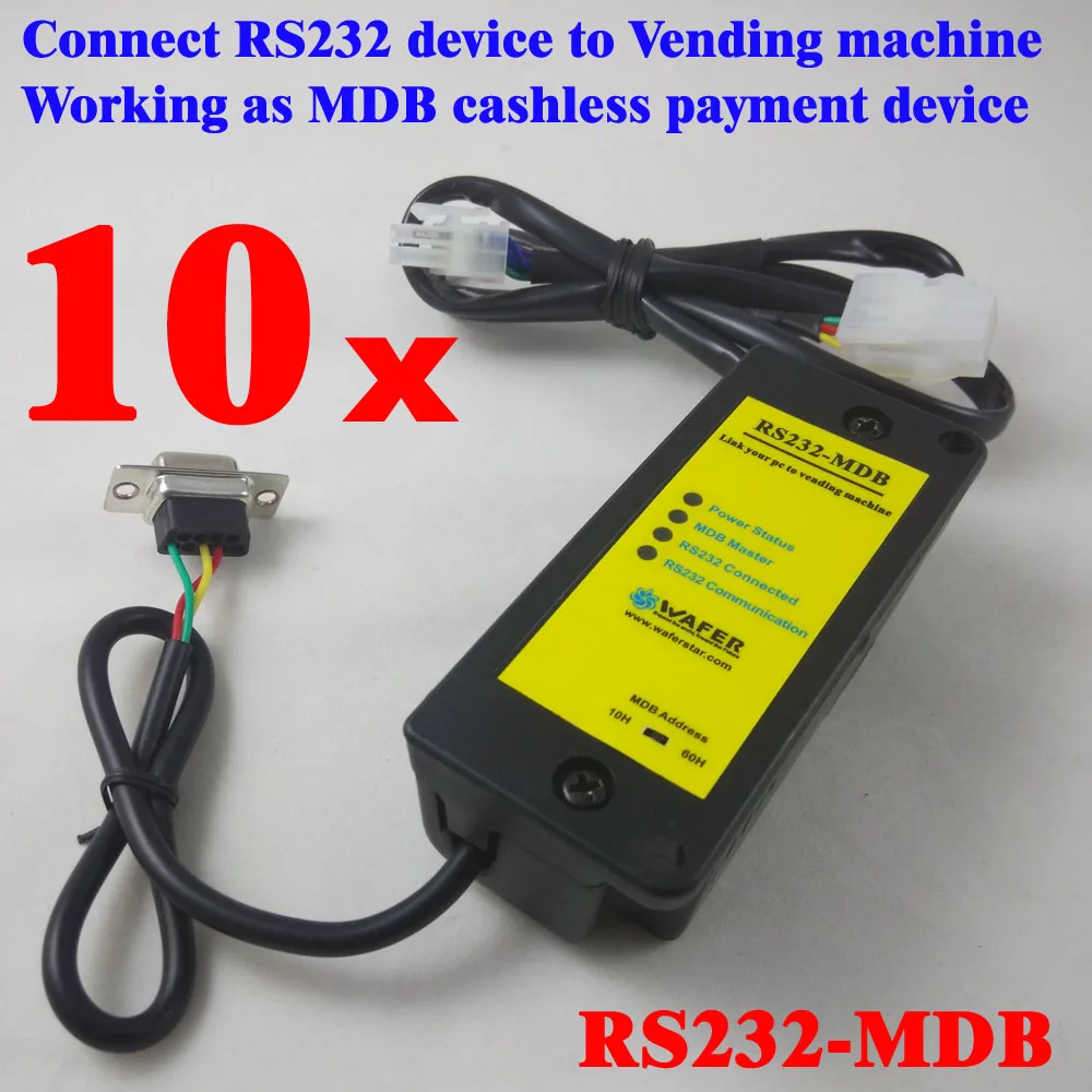 

RS232 MDB adapter, working as cashless payment device together with bill acceptor and coin validator to existing vending machine