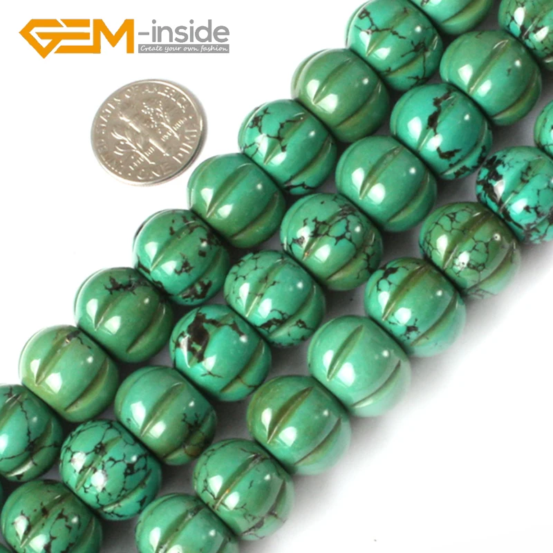 

Pumpkin Shape Old Natural Turquoises Beads Natural Stone Beads DIY Loose Beads For Bracelet Making Strand 15 inches DIY Gifts!