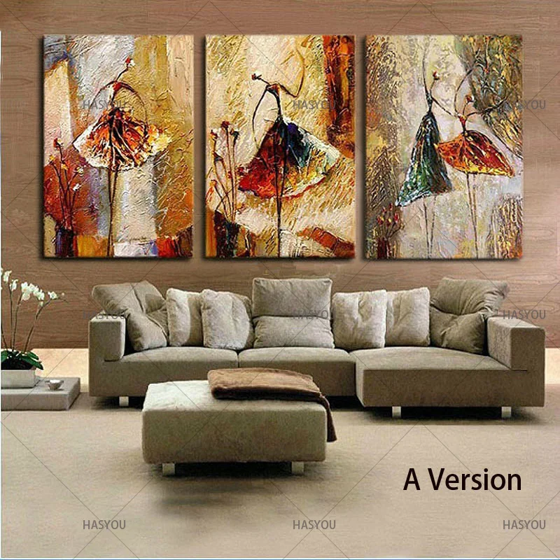 Abstract Oil Painting Modern 100% HandPainted dancing girls home Decor For Living Room hotel 3pcs Set abstract Picture unframed