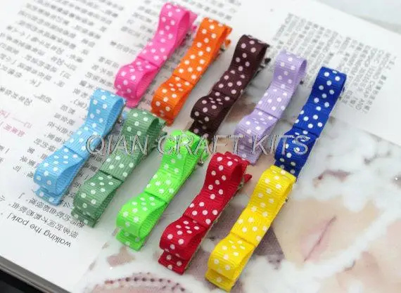 

set of 20pcs Dots Hair Clips Baby Hair Clips Kids clips multi color mixed 50mm polka dots grosgrain or satin ribbon