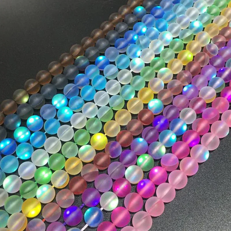 6-12mm Round Selectable Color Rainbow Labradorite Beads Synthetical Moonstone Beads For Jewelry Making 15'' Needlework DIY Beads