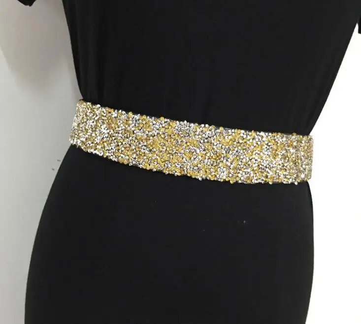 Frauen runway mode diamanten elastische Cummerbunds weibliche Kleid Korsetts Bund Gürtel dekoration breiten gürtel R1541