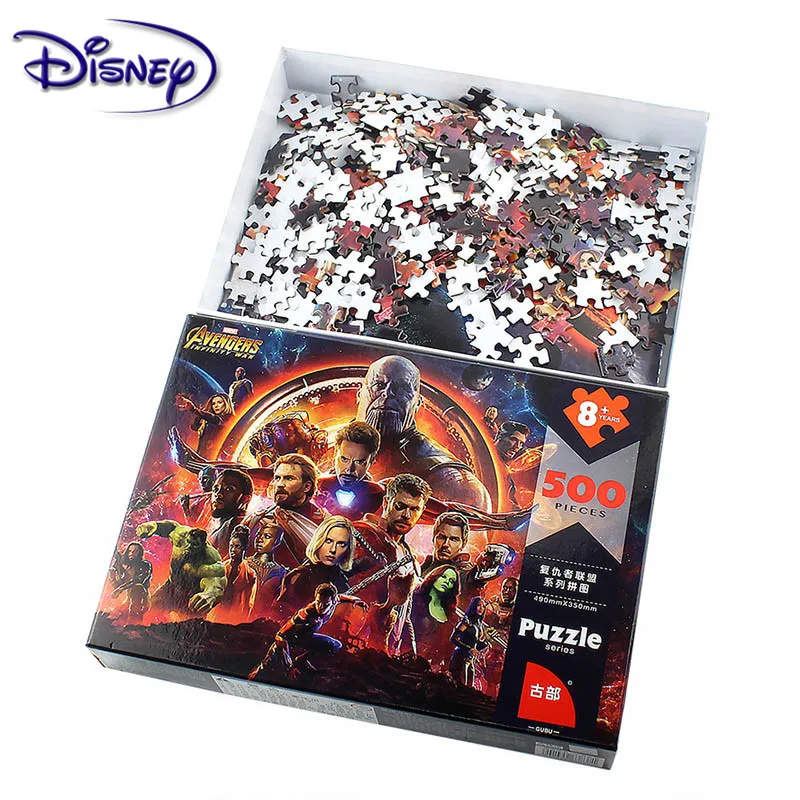 Disney Marvel Toy Puzzle Avengers 500 Pieces Paper Adult Intelligence Box Puzzle Educational Toys Children