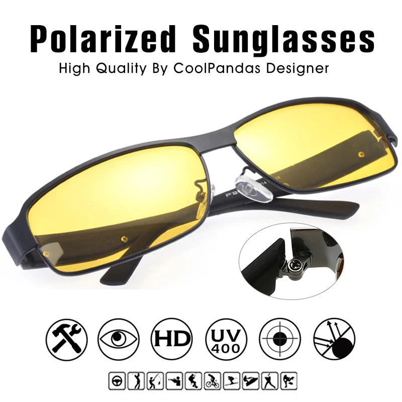 Yellow lens Men Glasses Drivers Night Vision Goggles Anti-Glare glasses Women Polarized Driving Sunglasses gafas oculos de sol